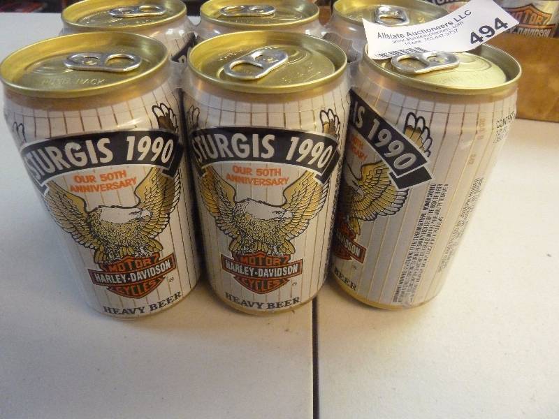 lot 494 image: Harley Davidson Collectible Unopened Beer Cans