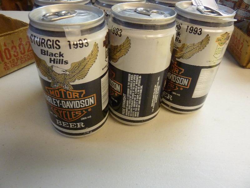 lot 502 image: Harley Davidson Collectible Unopened Beer Cans