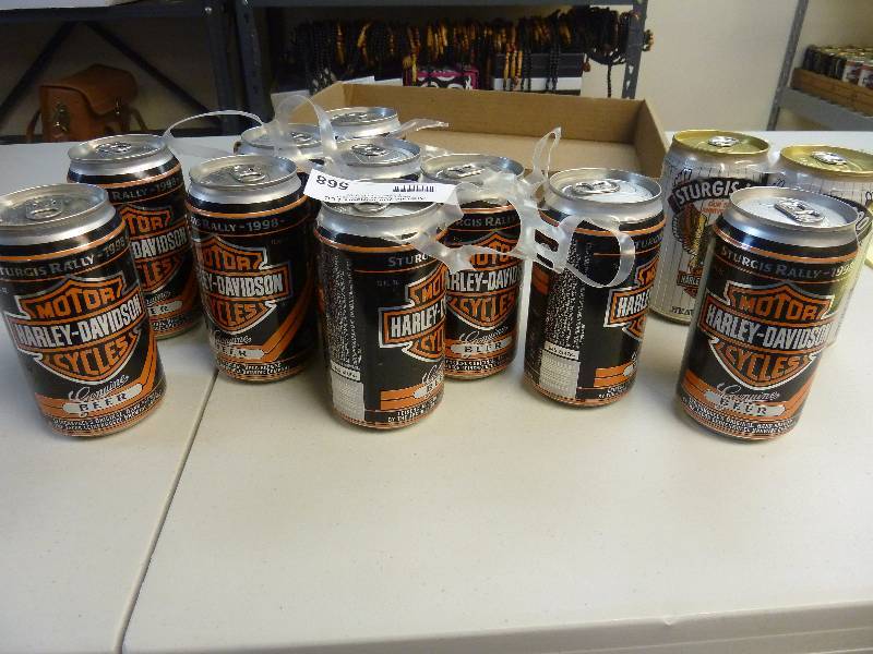lot 568 image: Harley Davidson Collectible Unopened Beer Cans