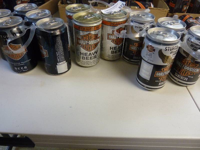 lot 572 image: Harley Davidson Collectible Unopened Beer Cans