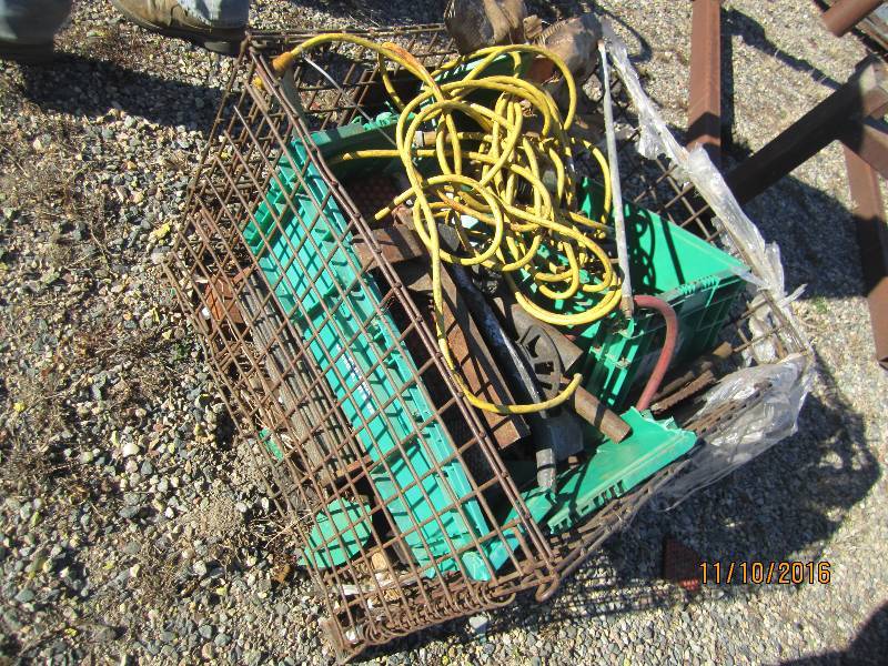 Metal bin of assorted items...