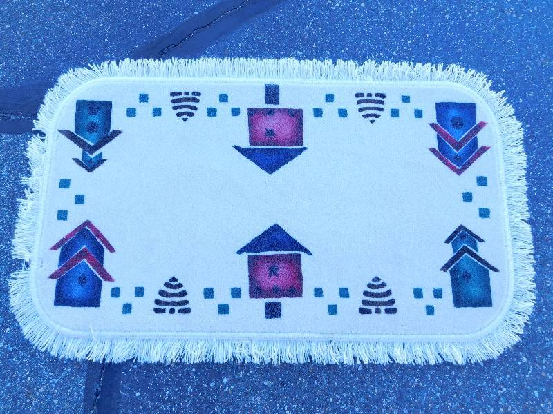 2x4 Hand Painted Fringed Rug