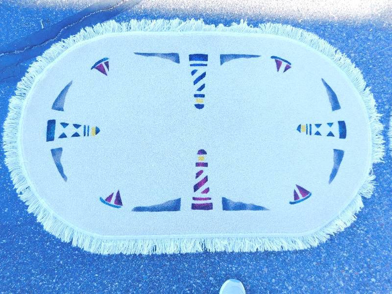 2.5x4 Hand Painted Fringed Oval Rug