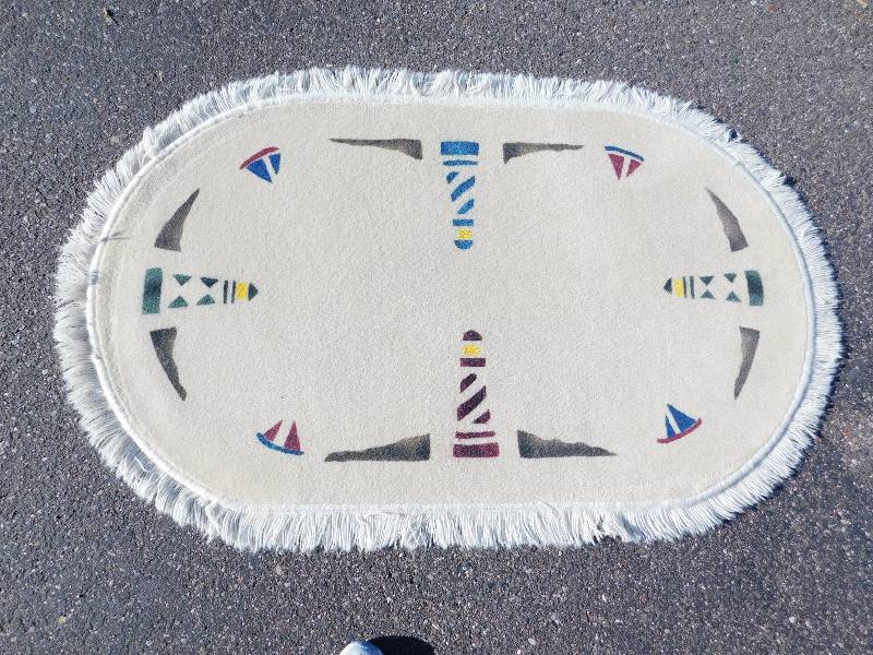2.5x4 Hand Painted Fringed Oval Rug