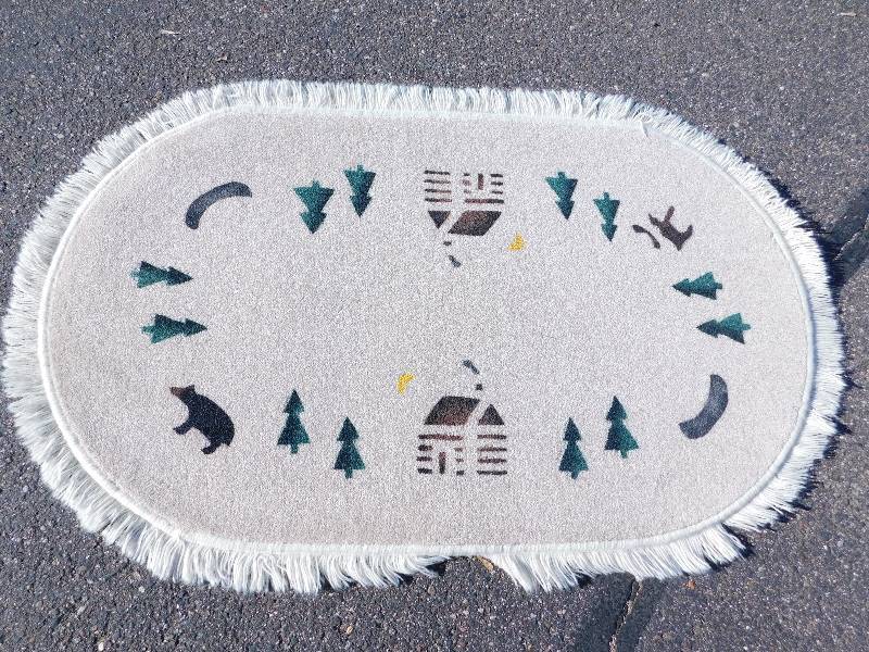 2.5x4 Hand Painted Fringed Oval Rug