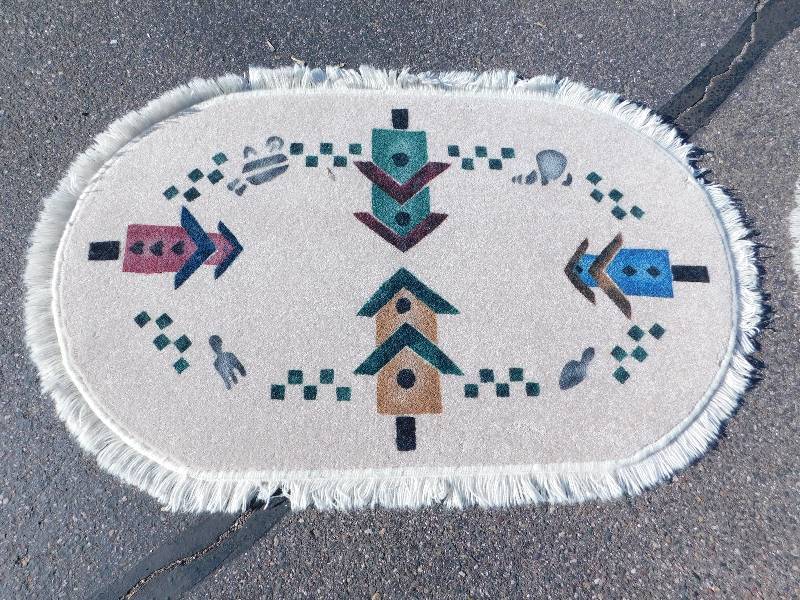 2.5x4 Hand Painted Fringed Oval Rug