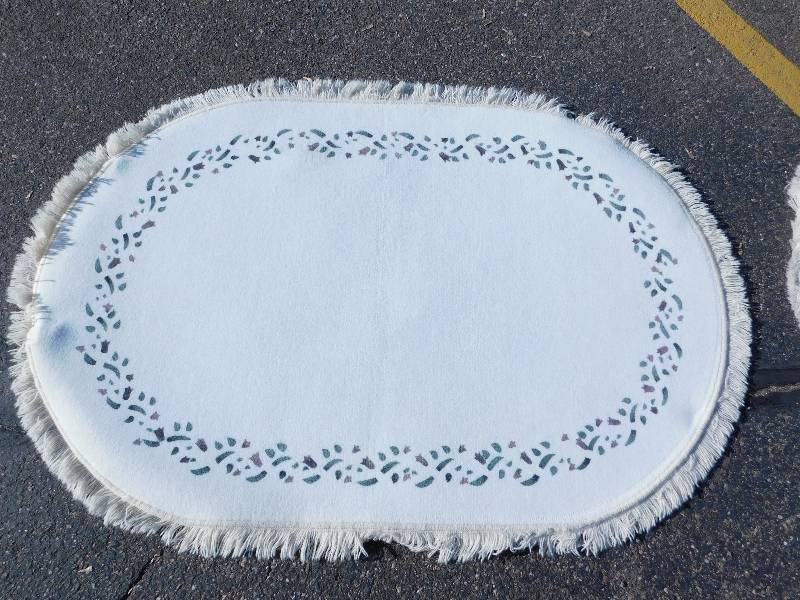 4x6 Hand Painted Fringed Oval