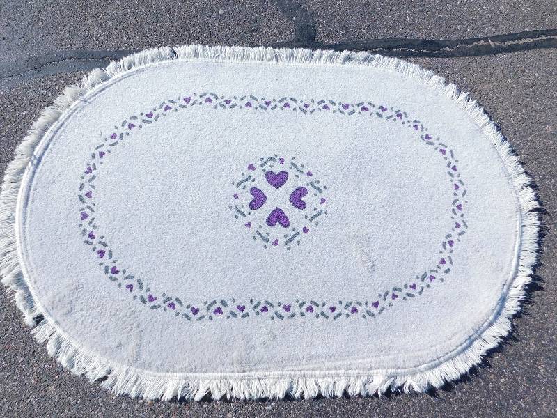 4x6 Hand Painted Fringed Oval