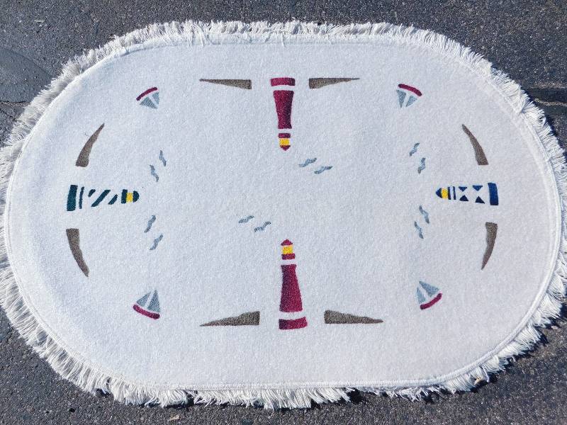4x6 Hand Painted Fringed Oval