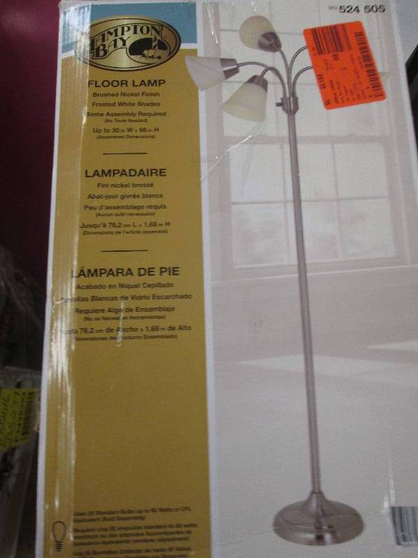 lot 9 image: hampton bay floor lamp, brushed nic...