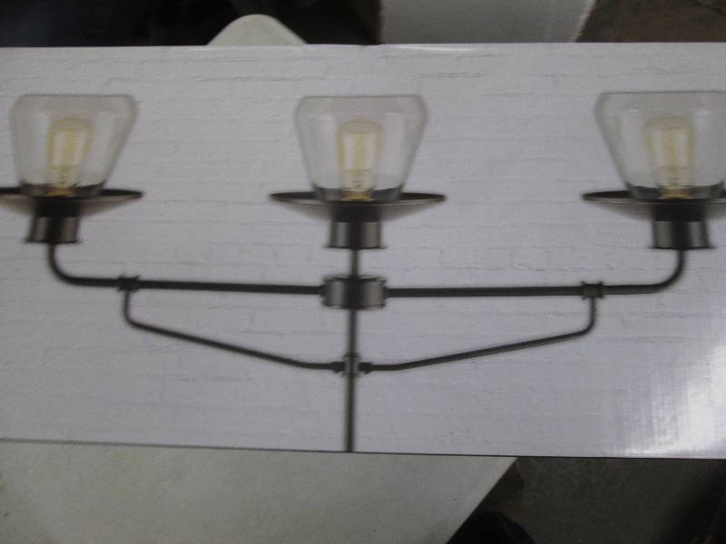 lot 22 image: vintage pendant  3 shade lighting o...