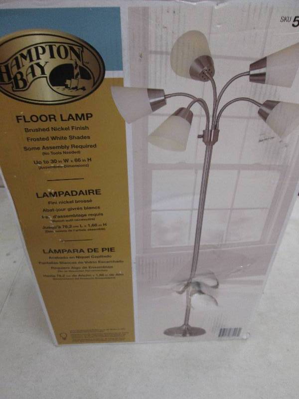 Hampton bay floor lamp on sale brushed nickel finish