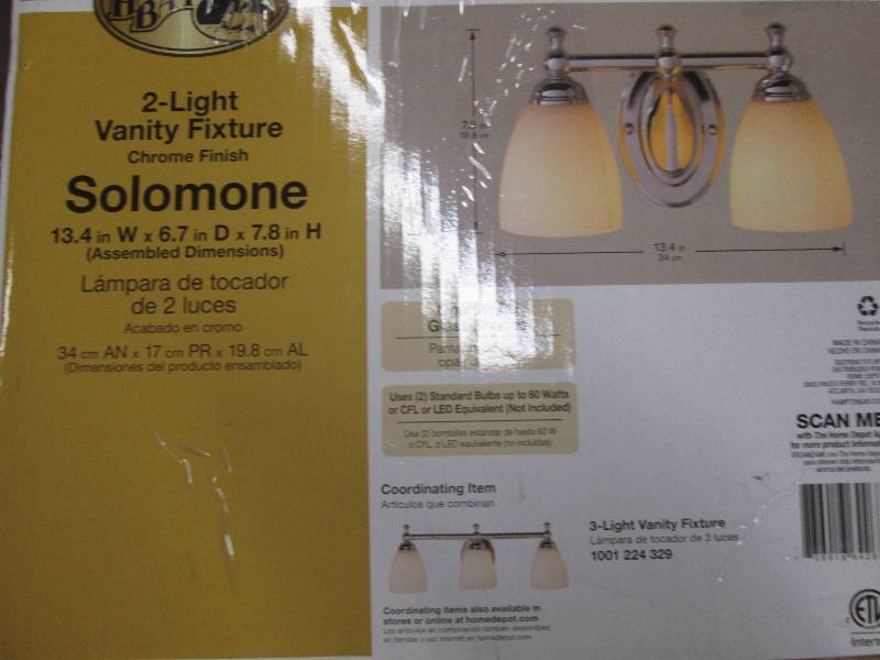 lot 52 image: 2 light vanity fixture chrome finis...