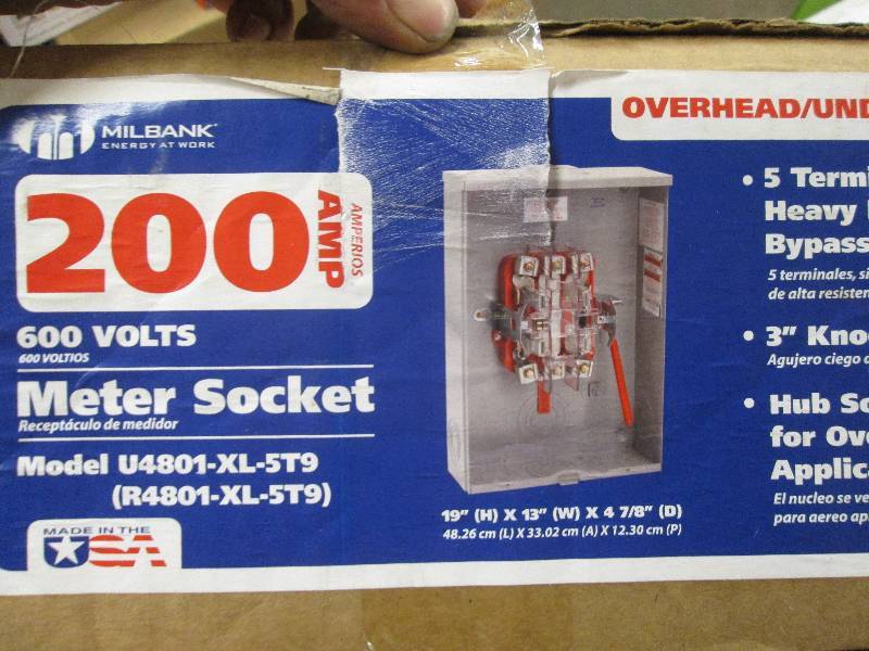 lot 80 image: milbank 200 amp 600volt meter box, ...
