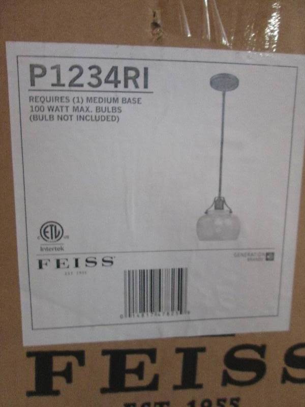 lot 86 image: feiss flush mount single light open...