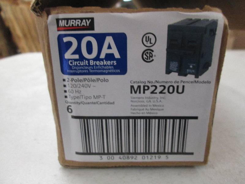lot 121 image: 6 murray 20A 2 pole 120240v 60hz t...