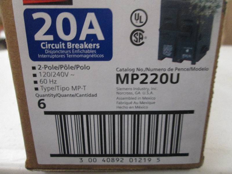 lot 122 image: 6 murray 20A 2 pole 120240v 60hz t...