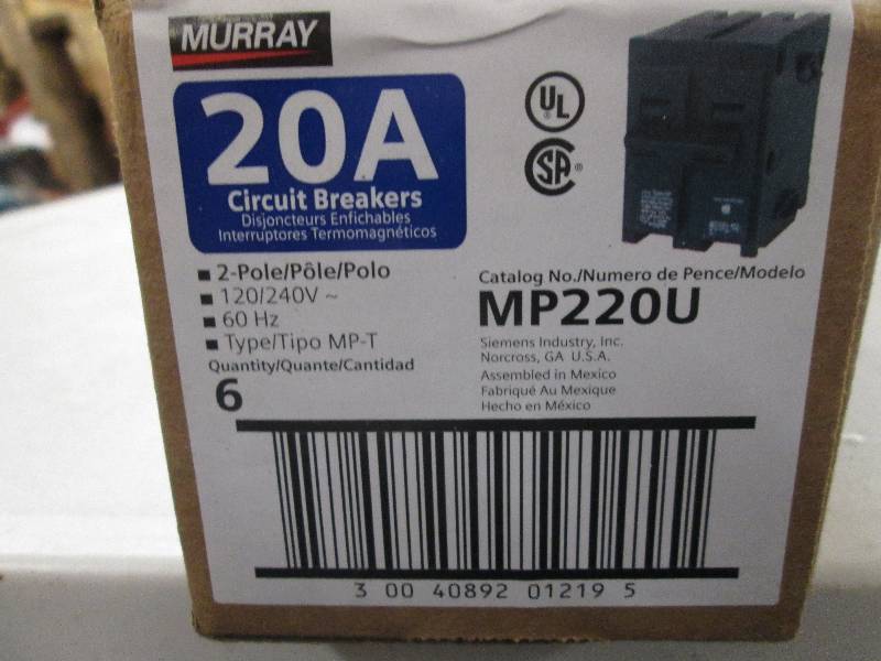 lot 123 image: 6 murray 20A 2 pole 120240v 60hz t...