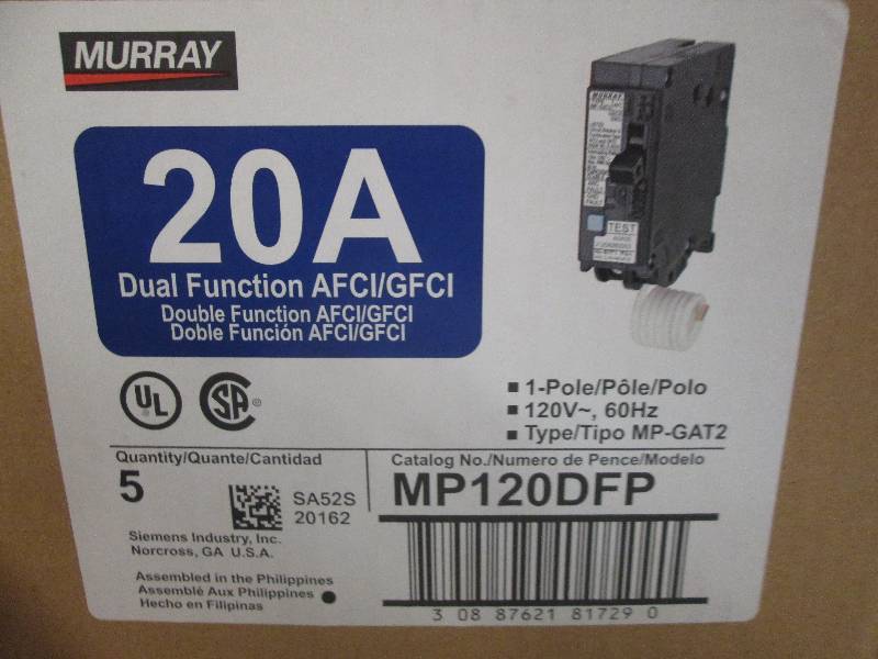 lot 125 image: 5 murray 20A dual function AFCIGFC...