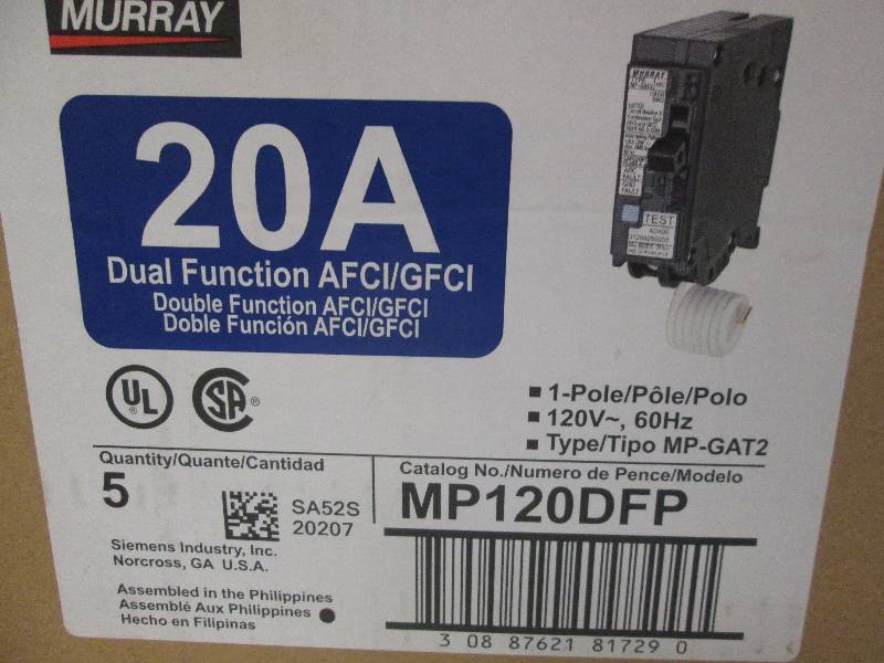 lot 126 image: 5 murray 20A dual function AFCIGFC...