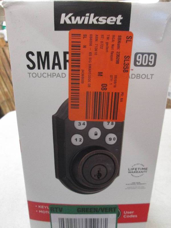 lot 139 image: Kwikset smartcode touchpad dead bol...