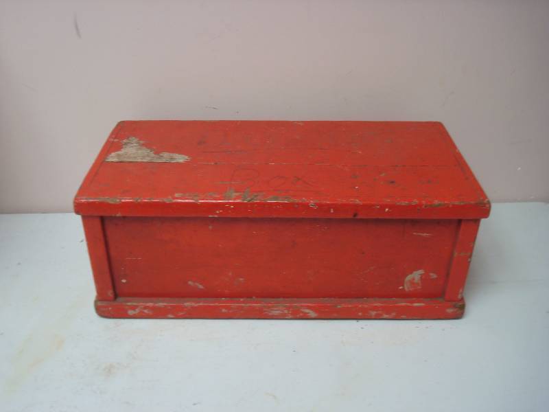 lot 13 image: Wood Red Box, Used, Shows Wear