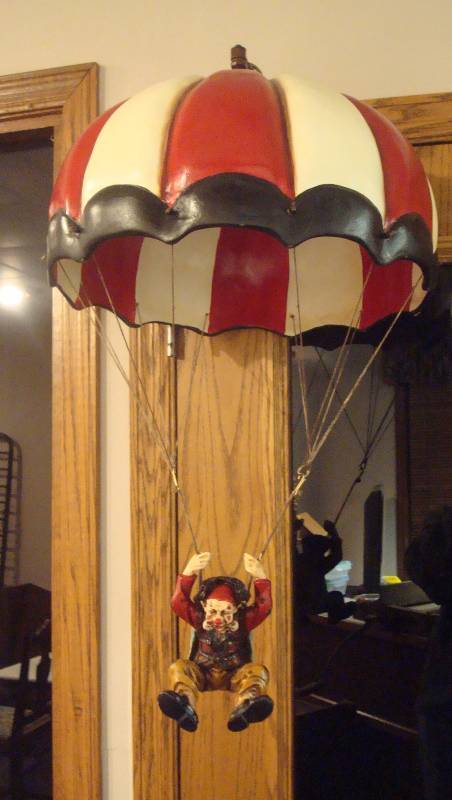 lot 50 image: Hanging Parachute Clown Figurine, Very Good Condition