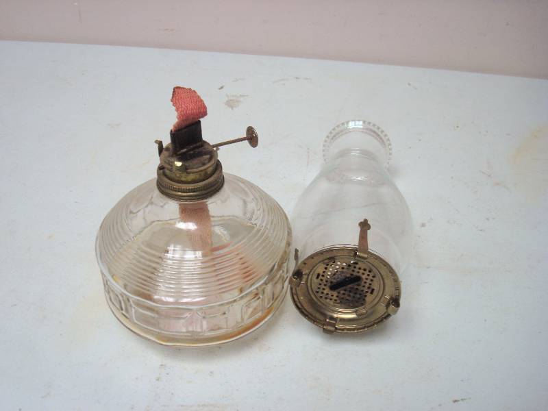 lot 84 image: Glass Oil Lantern, Shows Some Minor Wear