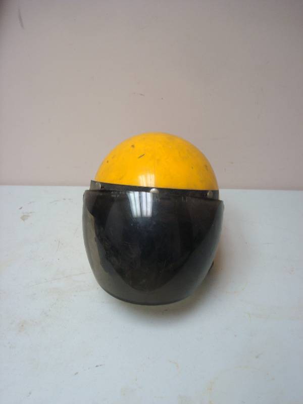 lot 87 image: Yellow Motorcycle Helmet With Visor, Used, Shows Wear