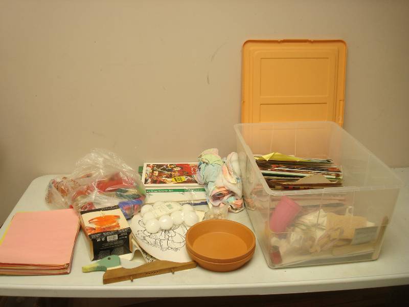 lot 114 image: Bin With Some Crafting Items And Magazines