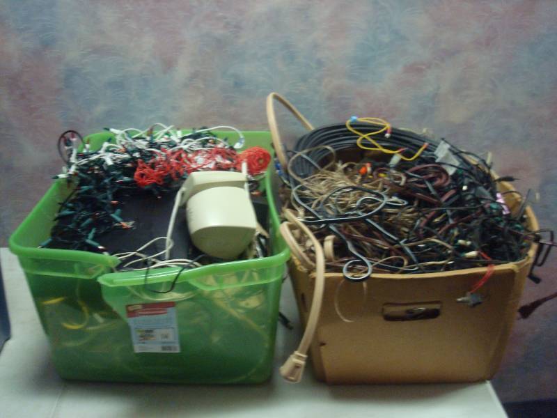 lot 126 image: Two Bins Of Wires And Cords