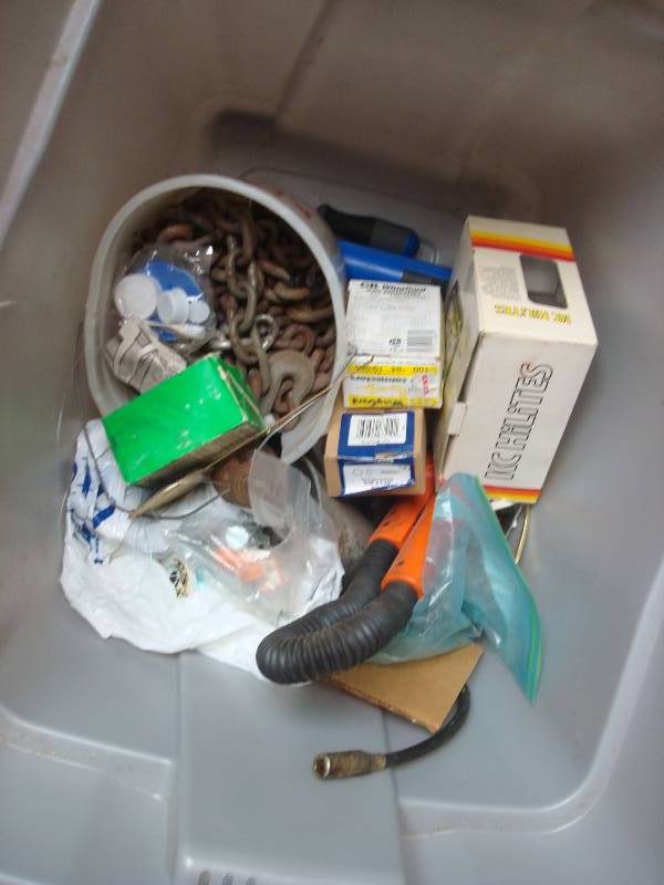 lot 152 image: Bin Filled With Some Tools And Hardware