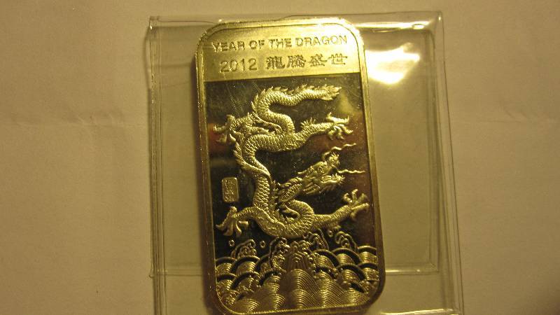 1 ounce pure Silver - 2012 Year of the Dragon Bar