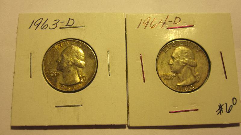 Two Different Washington Quarters - 1963-D & 1964-D