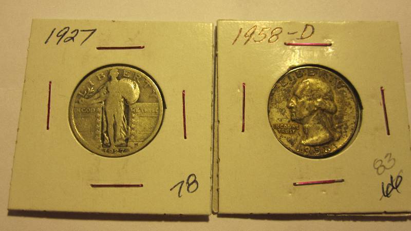Two Different Silver Quarters - 1927 & 1958-D