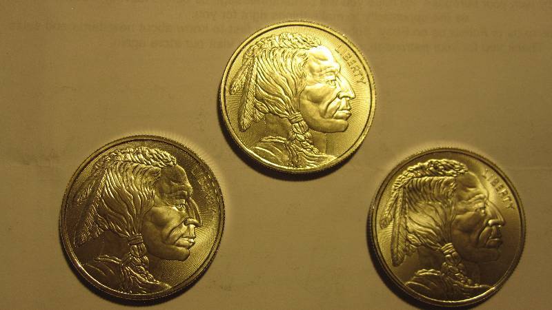 Three - 1 Ounce .999 Fine Silver Rounds - Buffalo Design