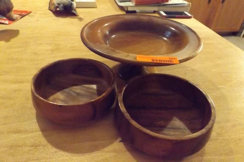 Myrtlewood Compote, Wood Bowls