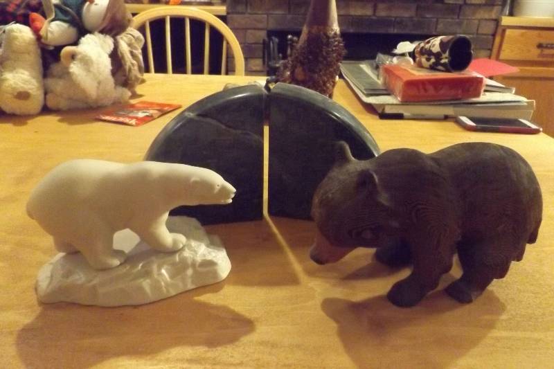 Carved Bears, Stone Book-Ends