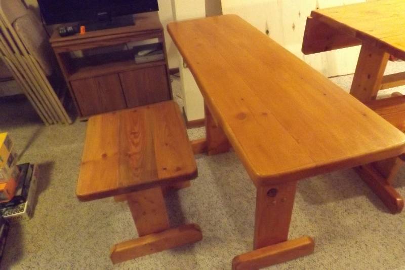 Wood Desk and Bench