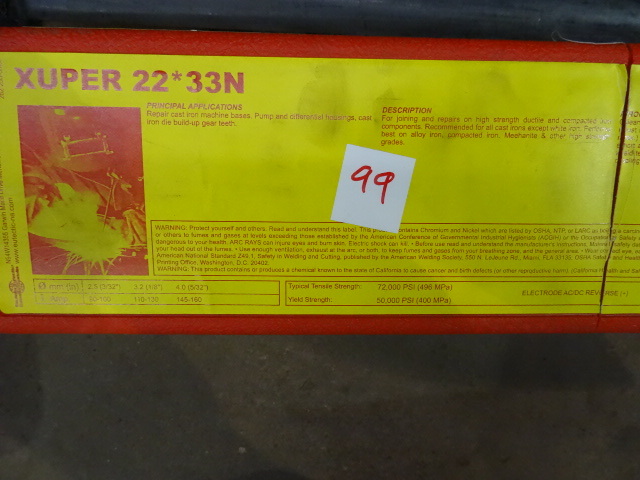 lot 99 image: Xuper 22 33N  18 Cast Iron Welding Rod