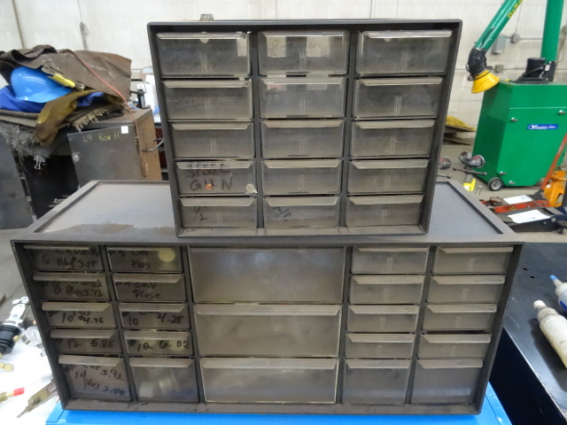 lot 132 image: 2 Plastic Hardware Bins with Contents