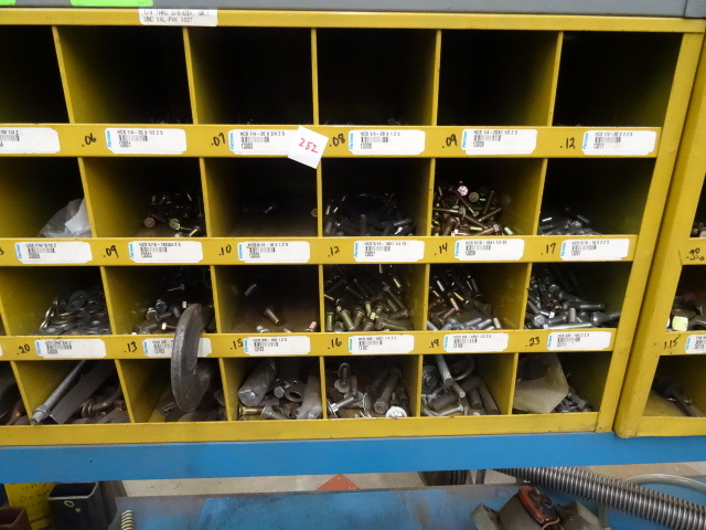lot 252 image: 32 Hole Hardware Bin Lots of Nuts,