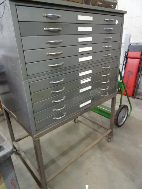 lot 350 image: 10 Drawer Plan File Sitting On Metal Stand