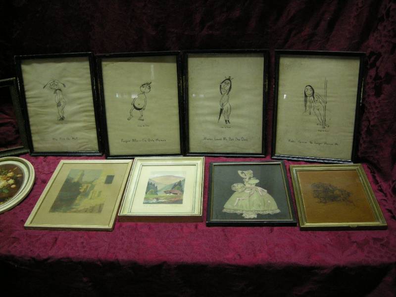 lot 28 image: Vintage Framed Whimsical Picture Set and More
