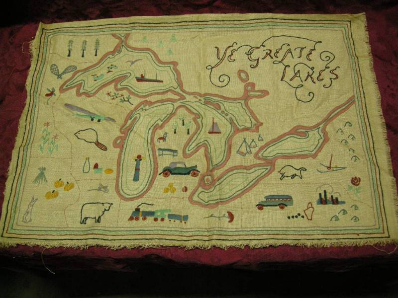 lot 25 image: Antique Great Lakes Stitch Work