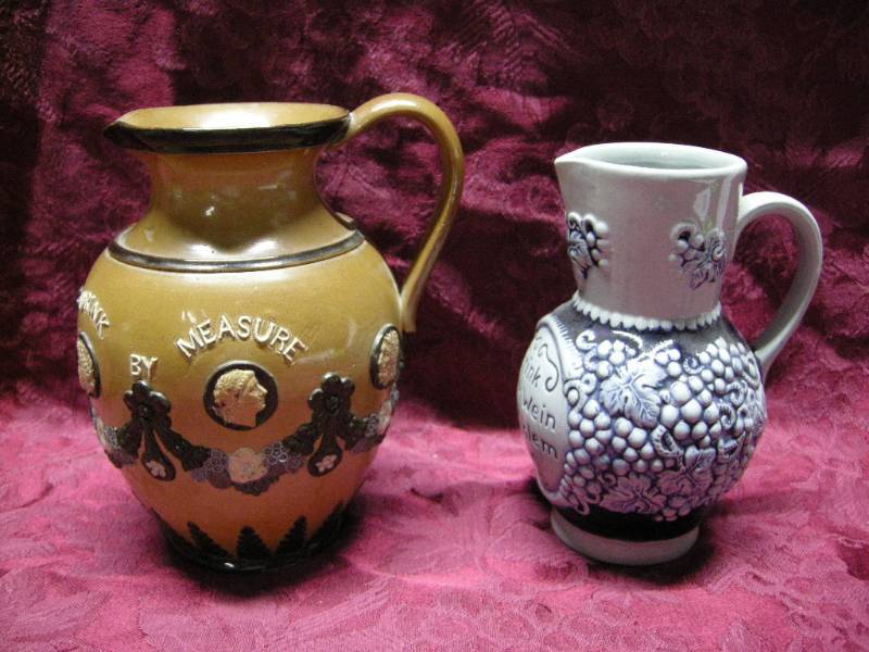 lot 17 image: Doulton Lambeth and Handarbeit Pitchers