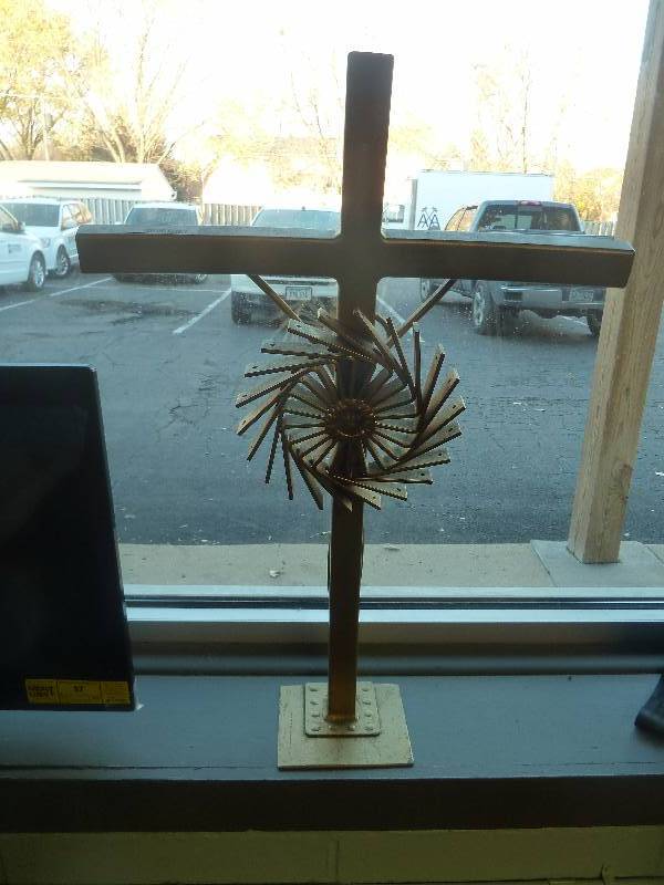 Heavy Metal Sculpture of Christ On Cross