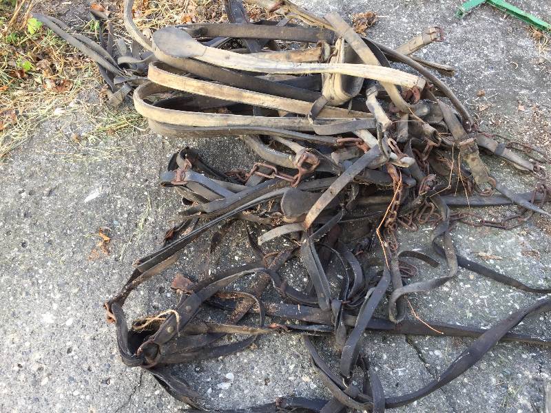 lot 97 image: OLD LEATHER HORSE HARNESSES