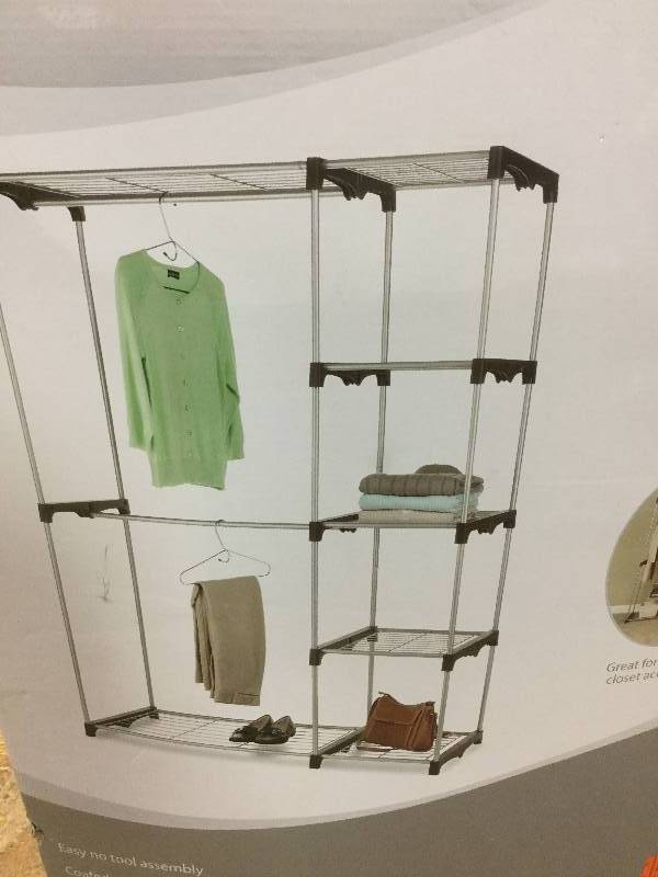 lot 17 image: Whitmor Double-Rod Closet 68.03H x 45.24W x 19.29D open box stock and actual photos used to display item