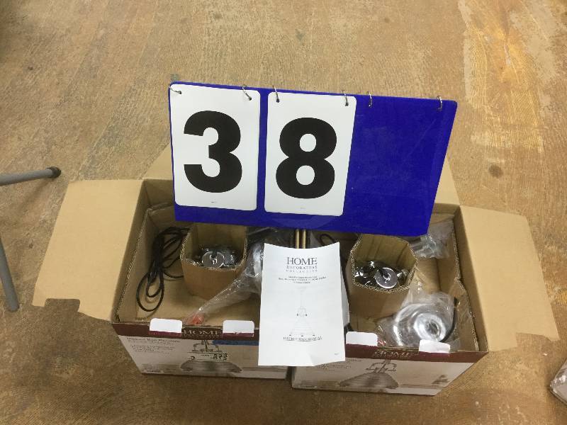 lot 38 image: Set of 2 Home Decorators Collection 1-Light Polished Chrome Ceiling Bell Pendant